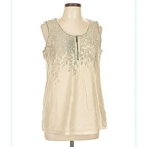 Coldwater Creek Cotton/Silk Blend Sleeveless Top, M boho, hippie, mature summer